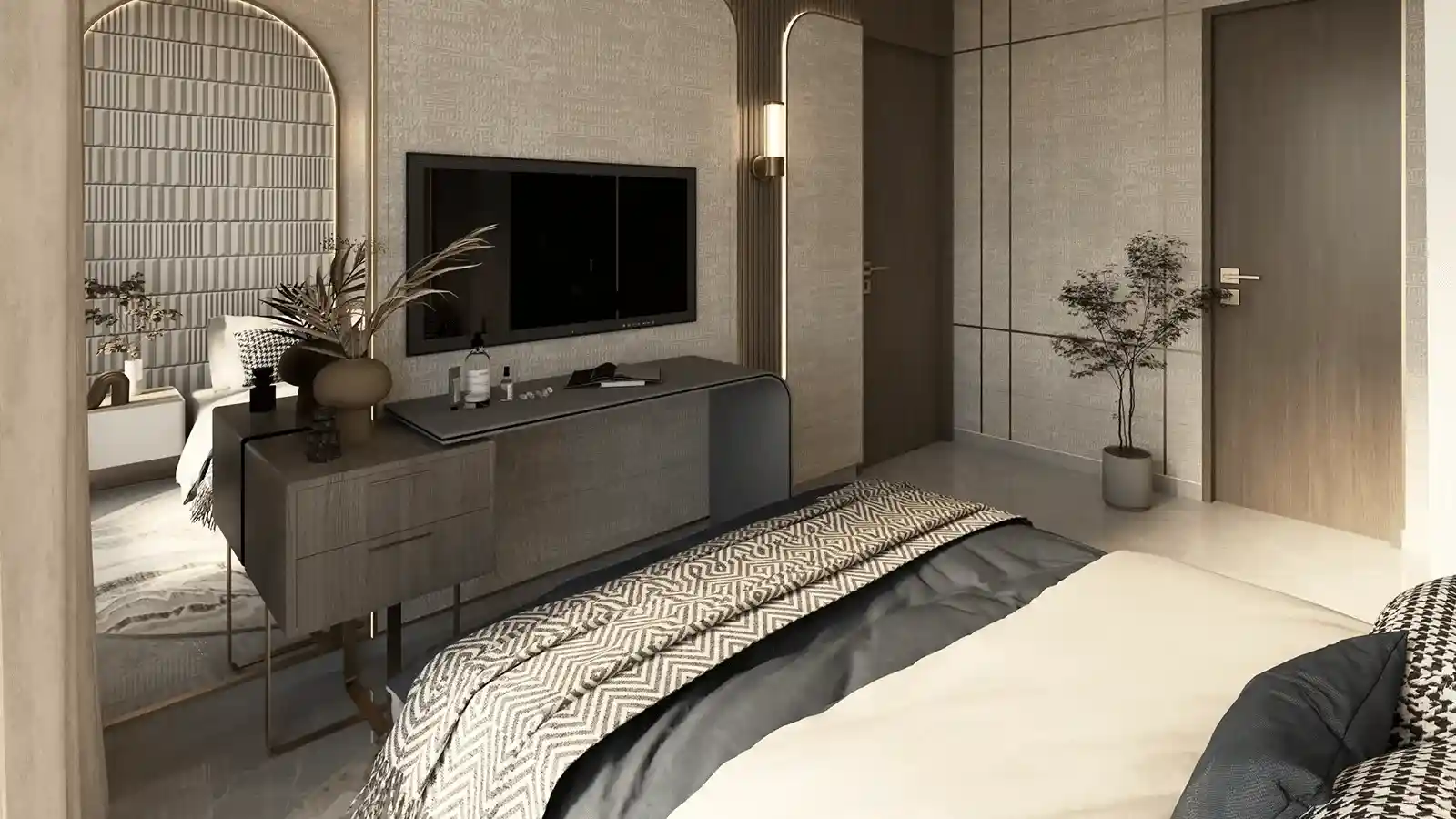 Comfortable bedroom interior Sobha Pisoli